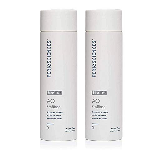 PerioSciences Sensitive Mouthwash Rinse Oral Care Pre Brush - Mint Anti Cavity Dry Mouth Plaque Remover for Healthier Gum Tissue & Teeth Enamel Protection - AO Dentist Recommended Clean - Pack of 2