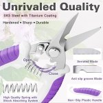 Garden Pruning Shears,Gardening Tools Bypass Hand Pruner Stainless Steel Gardening Scissor,Tree Cutter Clippers Secateur Trimmer Kit Set of 3,Purple - Image 3