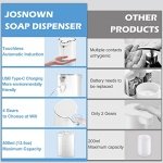 Josnown Automatic Liquid Soap Dispenser, 13.5oz/400ML Wall Mount Soap Dispenser, USB Rechargeable, Touchless Hand & Dish Soap Dispenser Waterproof Pump for Bathroom, Kitchen - Image 5