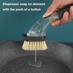 DAPOWER Dish Brush with Handle, Dish Scrubber with Soap Dispenser, Kitchen Scrub Brush for Dishes Pots Pans Sink Cleaning, 4 Replaceable Brush Heads (Black) - Image 9