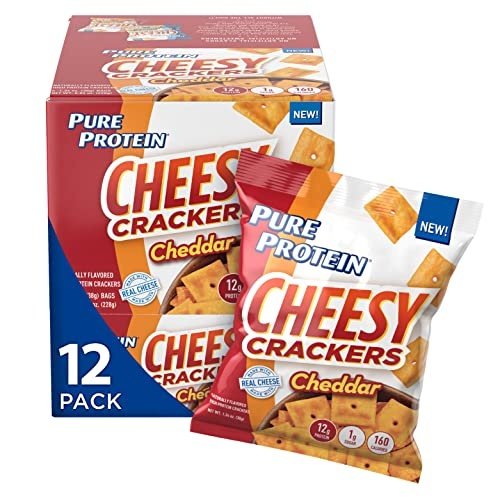 Pure Protein Cheesy Crackers, Cheddar, High Protein Snack, 12G Protein, 1.34 oz, 12 Count