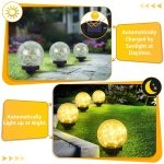 ASOMST 2-Pack Garden Solar Lights Outdoor, Cracked Glass Ball Light Waterproof, Decorative Solar Globe Lights Warm White for Yard Pathway Patio Lawn - Image 6