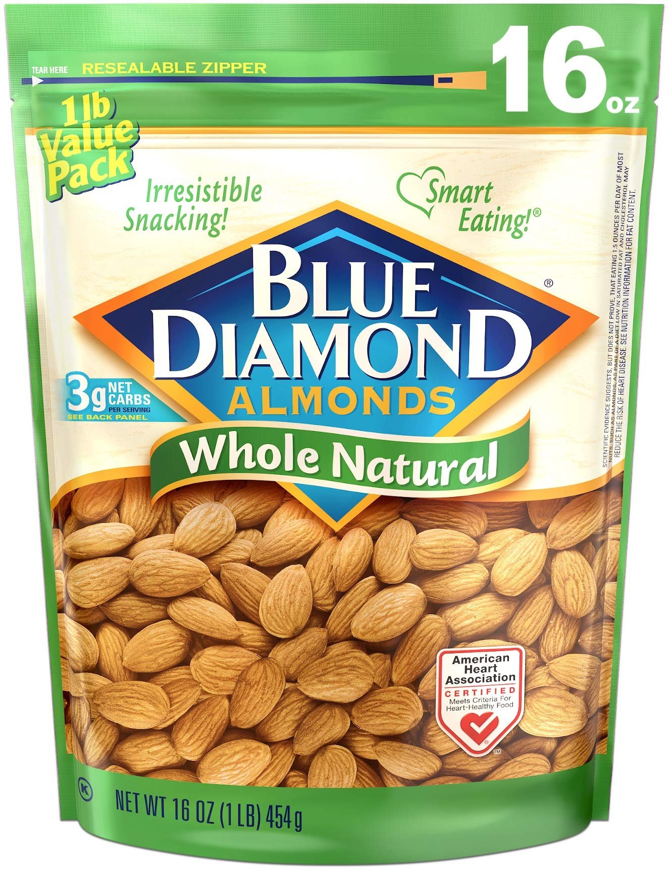 Blue Diamond Almonds Whole Natural, 16 oz.